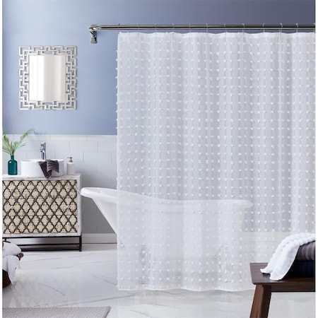 Gfancy Fixtures 72 x 70 x 1 in. White Puff Sheer Shower Curtain GF2627938